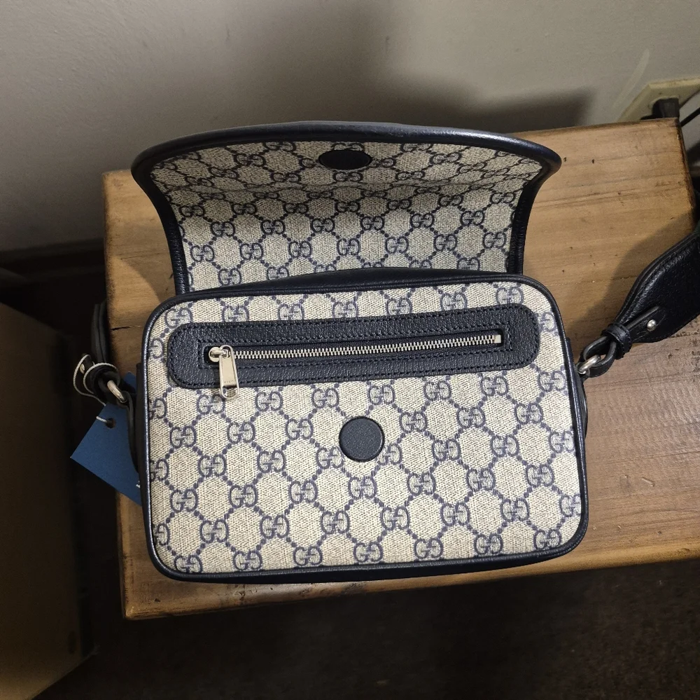 Authentic Gucci Ophidia Small Shoulder Crossbody Navy Handbag EUC HTF - Picture 9 of 16